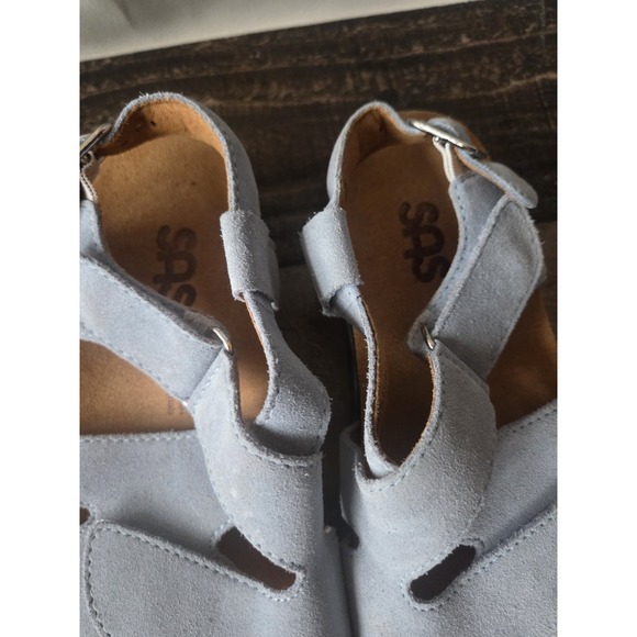 SAS Huggy Sandals Womens 5 M Light Blue Slingback Buckle Strap Casual Wedge - Picture 2 of 10